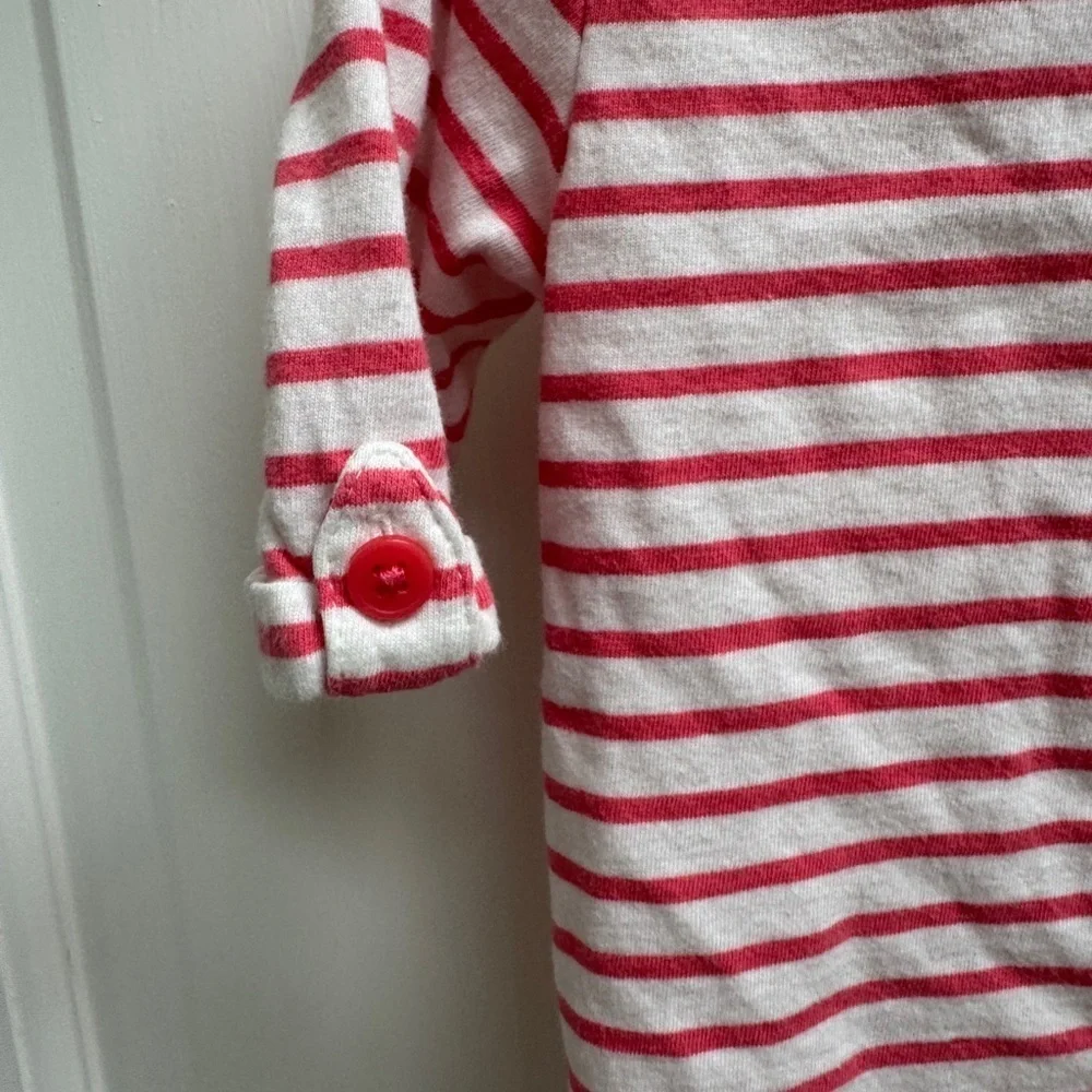 Carter's 3T Girls Pink and White Stripe Floral Pocket 3/4 Sleeve Tee Top Blouse